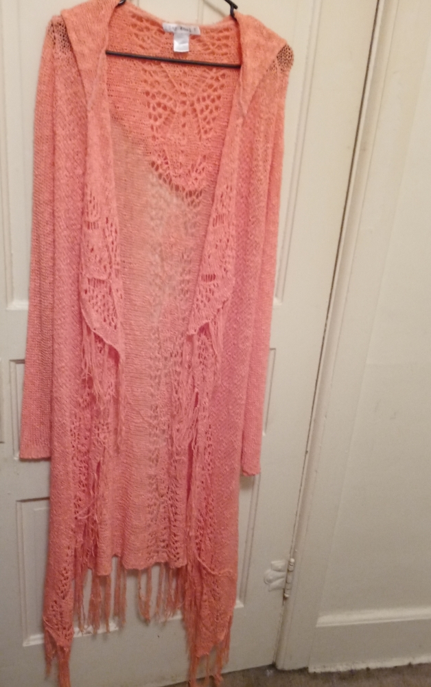 Lovely Coral Cardigan. Size LG